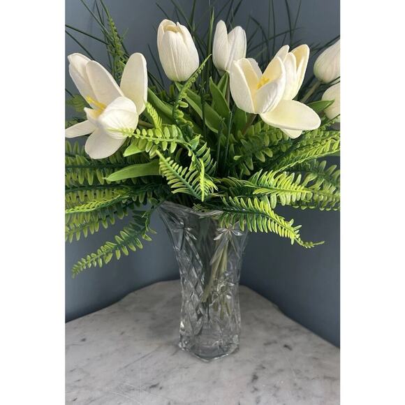 Vintage Crystal Starburst Anchor Hocking Star of David Vase 8.5” Cut Glass Hexa - Picture 2 of 13